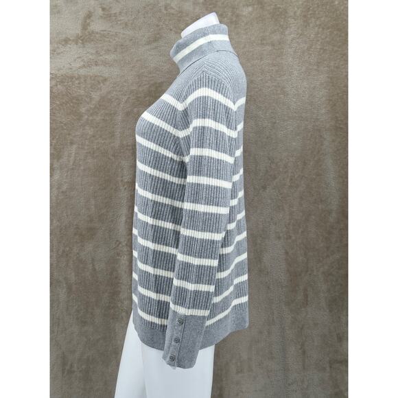 Talbots Sweater Womens 2X Gray Metallic Striped Turtleneck Stretch Office Travel - Picture 4 of 10